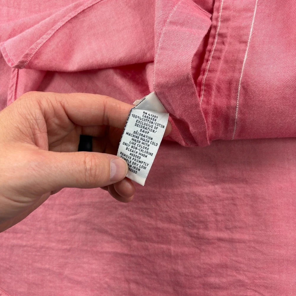 Polo Ralph Lauren Shirt Mens XLT Tall Pink Chambray Oxford Flesh Pony Button Up